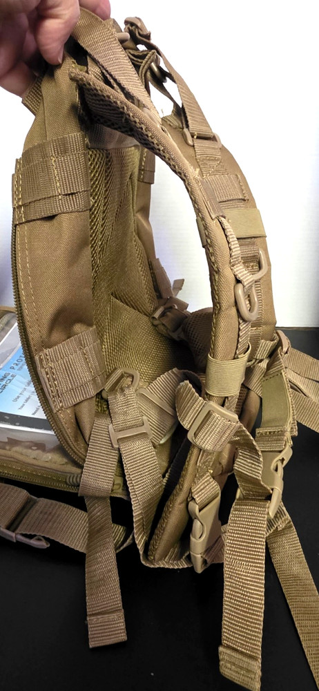 Flying Circle Military Backpack Desert Tan Molle Chain iPad Protector