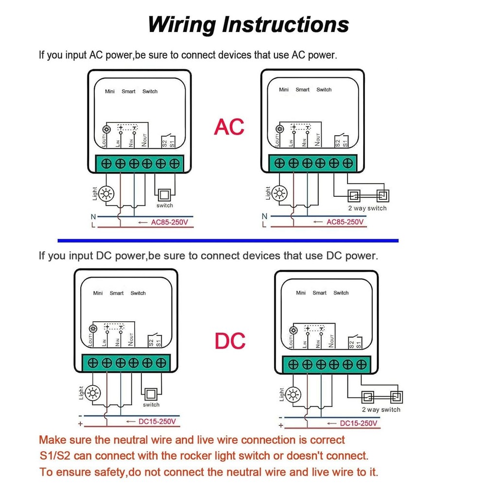 2 PACK - 16 AMP Smart MINI Switch Relay Google Amazon Alexa WIFI