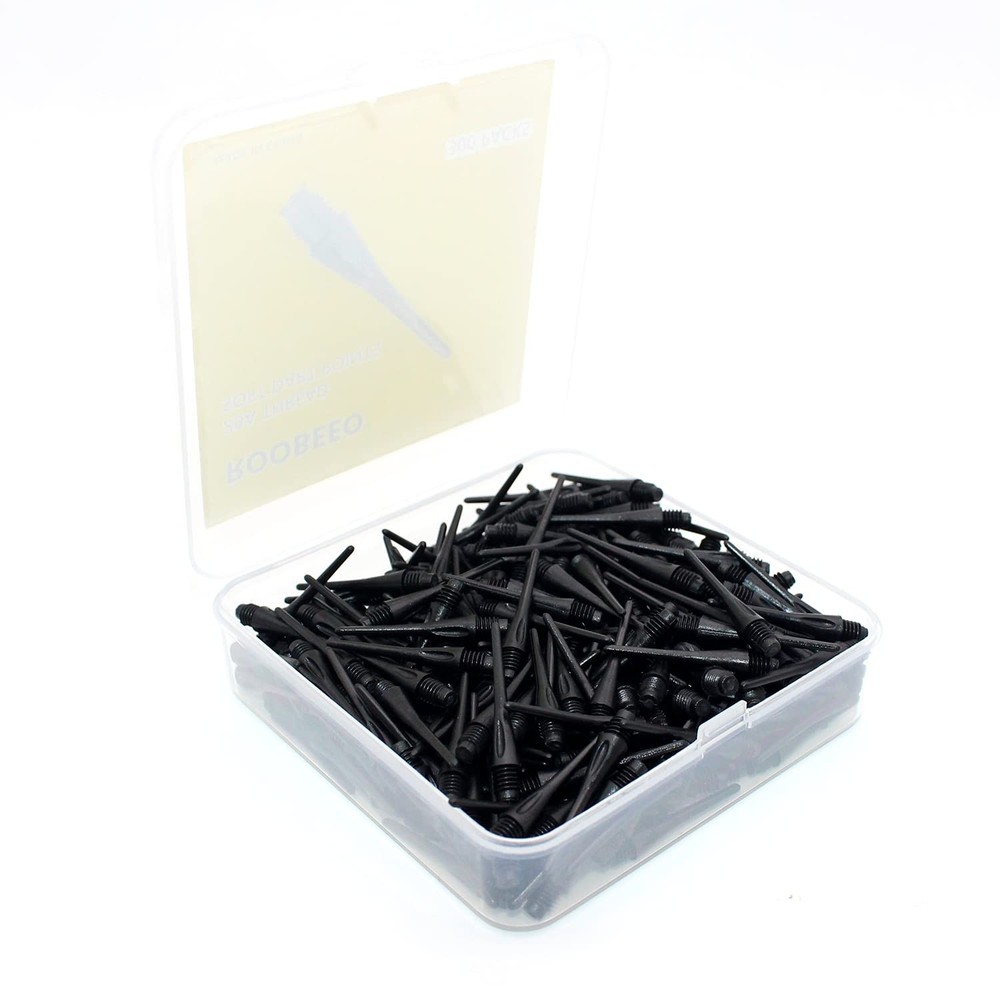ROOBEEO 2BA Thread Plastic Tip Dart Points 300 Pack Soft Tips Black