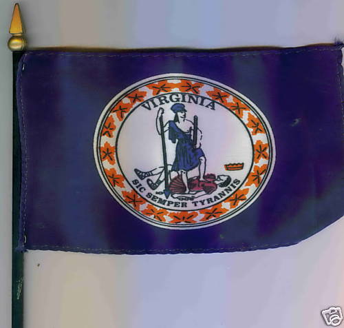 Virginia State 4"x6" Flag on a Pole NEW