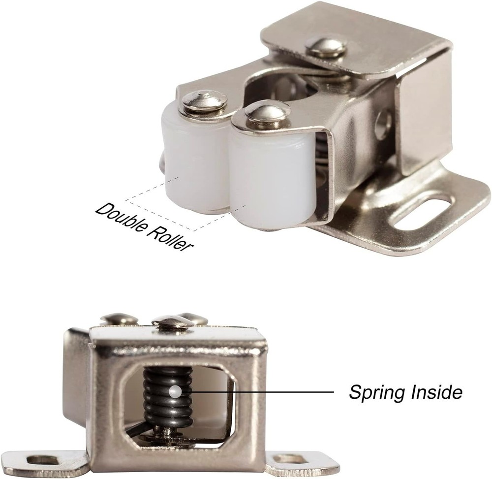 2 PCS Cabinet Latch Double Roller Catch Hardware for Cupboard Closet Cabinet ...