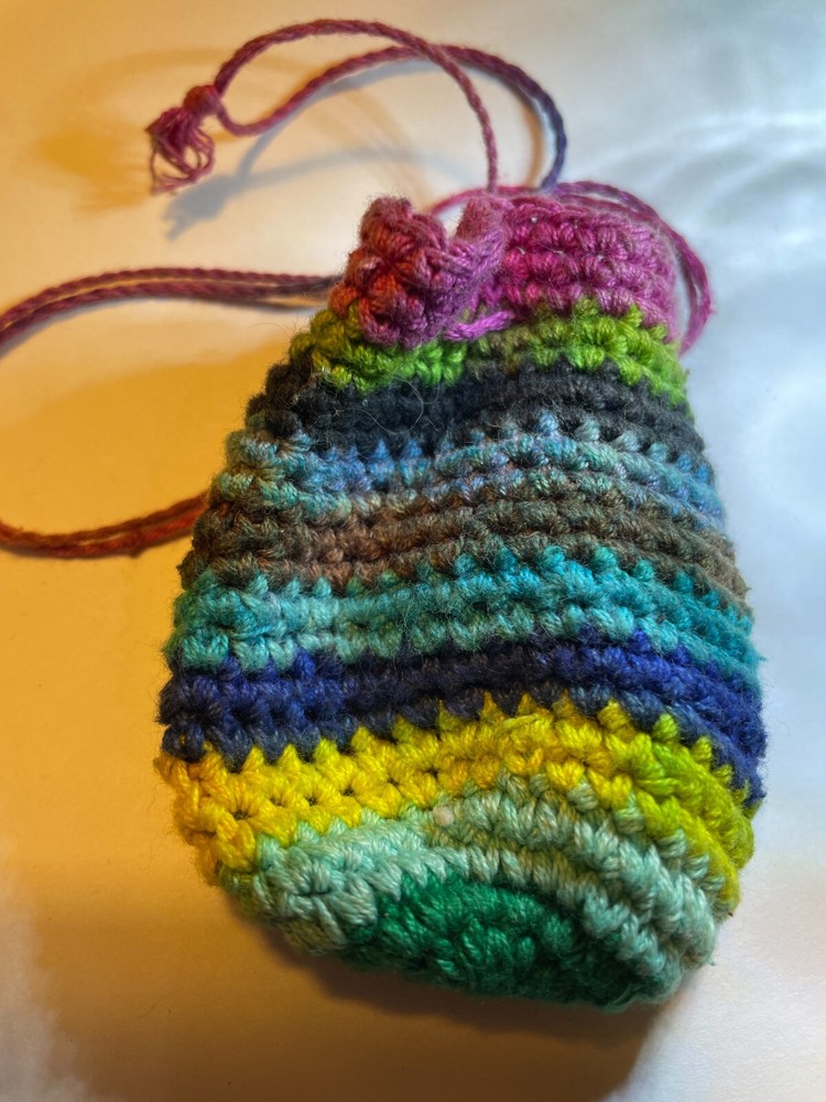 Hand-Crocheted Drawstring Trinket Pouch