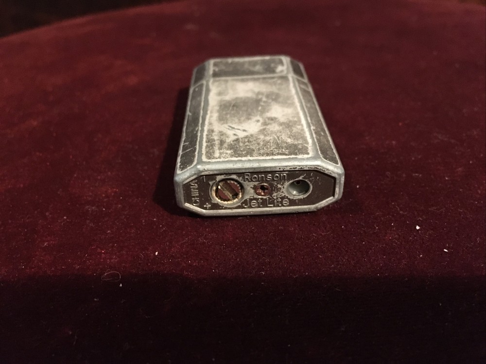 Vintage Ronson Jet Lite Butane Lighter Refillable Silver Tone