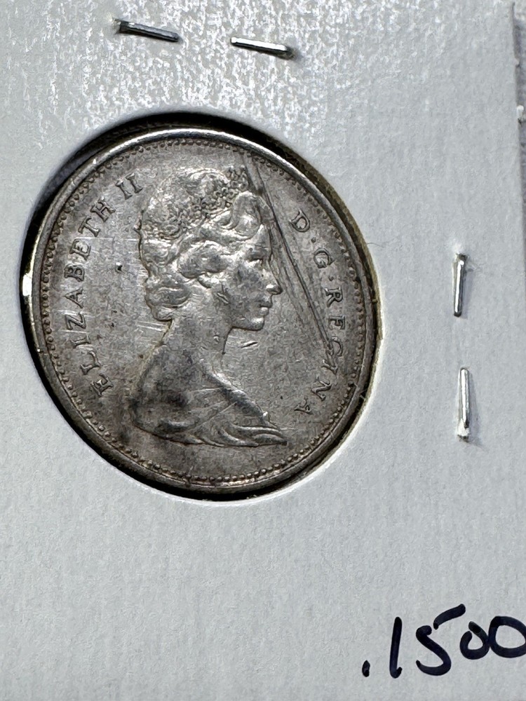 1966 Canada 25 Cents Silver Coin Scratched