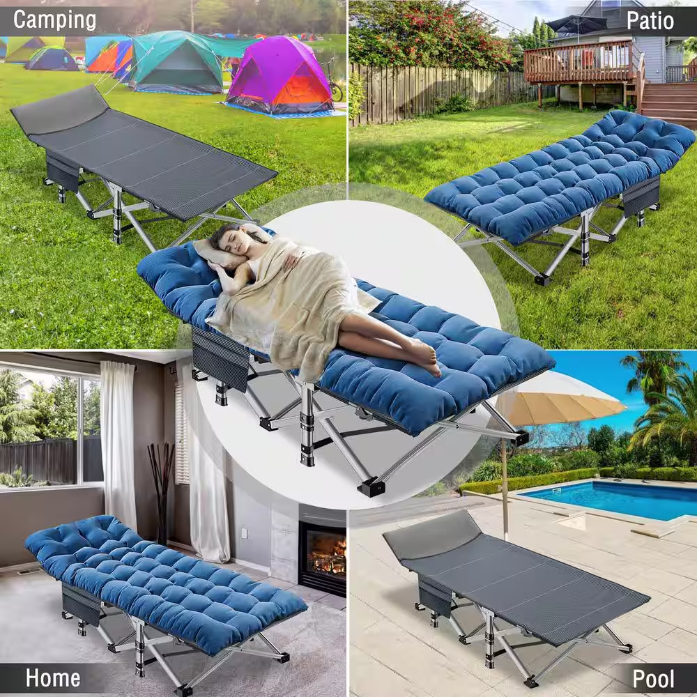 Folding Camping Cot, Heavy-Duty Sleeping Cots with Carry Bag, Double Layer Oxfor