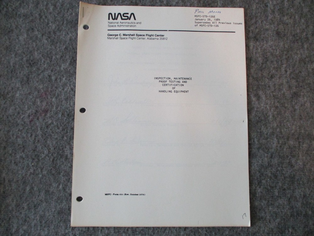 NASA MSFC JSC SPACE SHUTTLE SAFETY REPORTS/MANUALS/TECHNICAL&OFFICE MEMOS SET-10