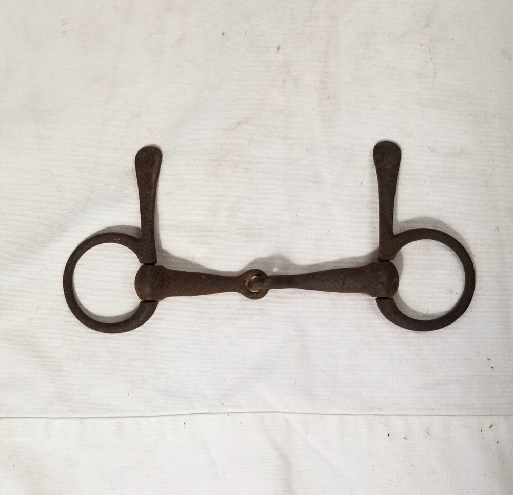 Heavy Solid Iron Antique D Ring Horse Bit - Cavalry Military?? Marked 'Tested'