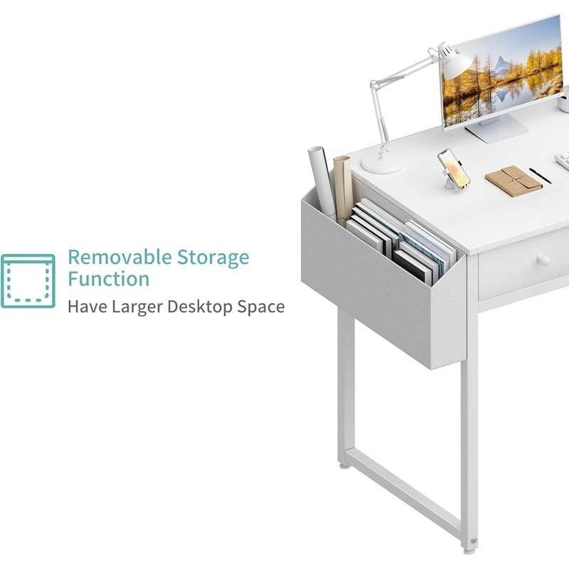 Compact Computer Desk Modern Style 2-Tier Storage Easy Assembly Sturdy Design US