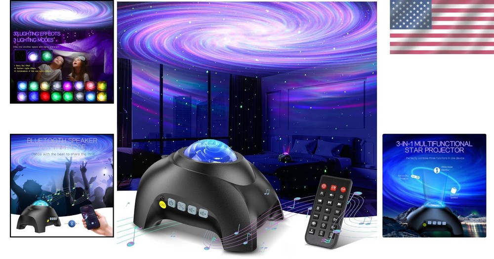 LED Star Projector with White Noises, Bluetooth Speaker