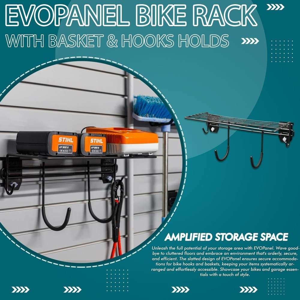 EVOPanel Wall Storage System Shelf with Hooks Black EPHOSH