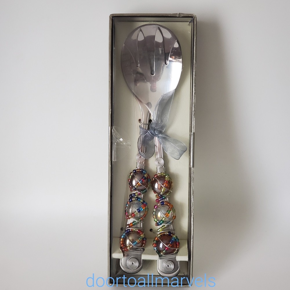 Wild Eyes Designs Serving Fork & Spoon Handcrafted Tableware Decorative Bohemian