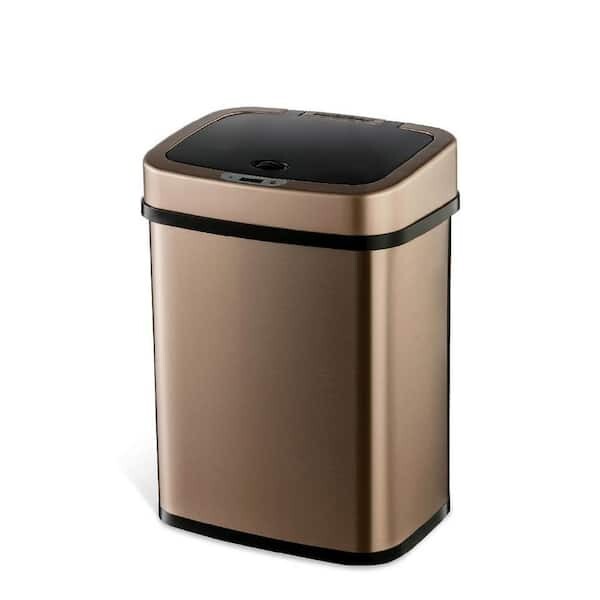 Touchless Motion Sensor Trash Can Gold Stainless Steel, 3 Gallon Kitchen Garbage
