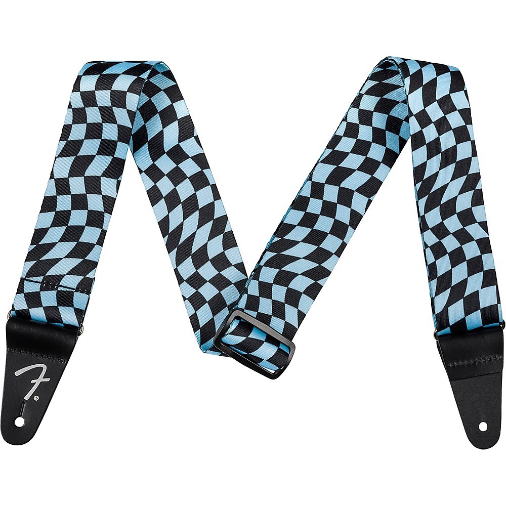 Fender Wavy Checkerboard Polyester Guitar Strap Blue