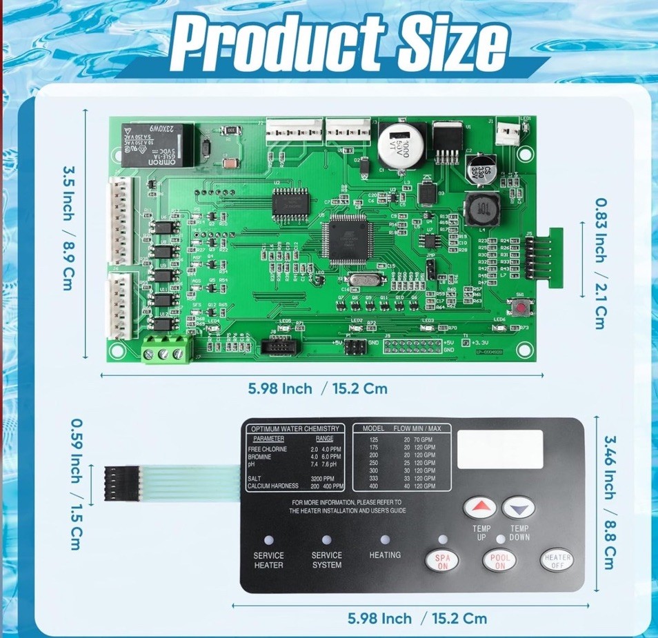 Pool Heater Control Board 46002-0007S Kit Replacement w/ 461105 Switch
