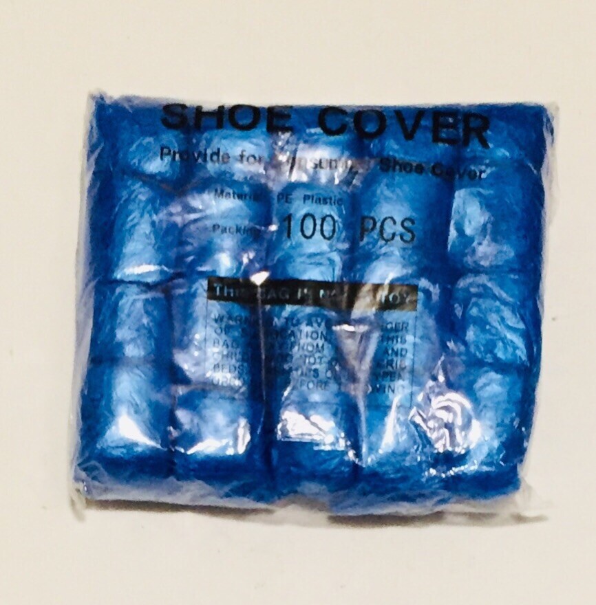 Shoe Covers disposable Plastic Blue one Pack/100 Pc