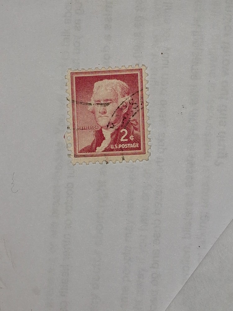 Red Jefferson 2 Cent Stamp