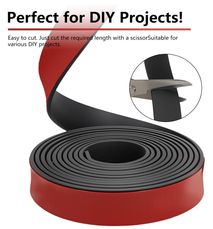 Adhesive Solid Rubber Strips - 1/2" Wide x 1/16" Thick x 180" Long, Black
