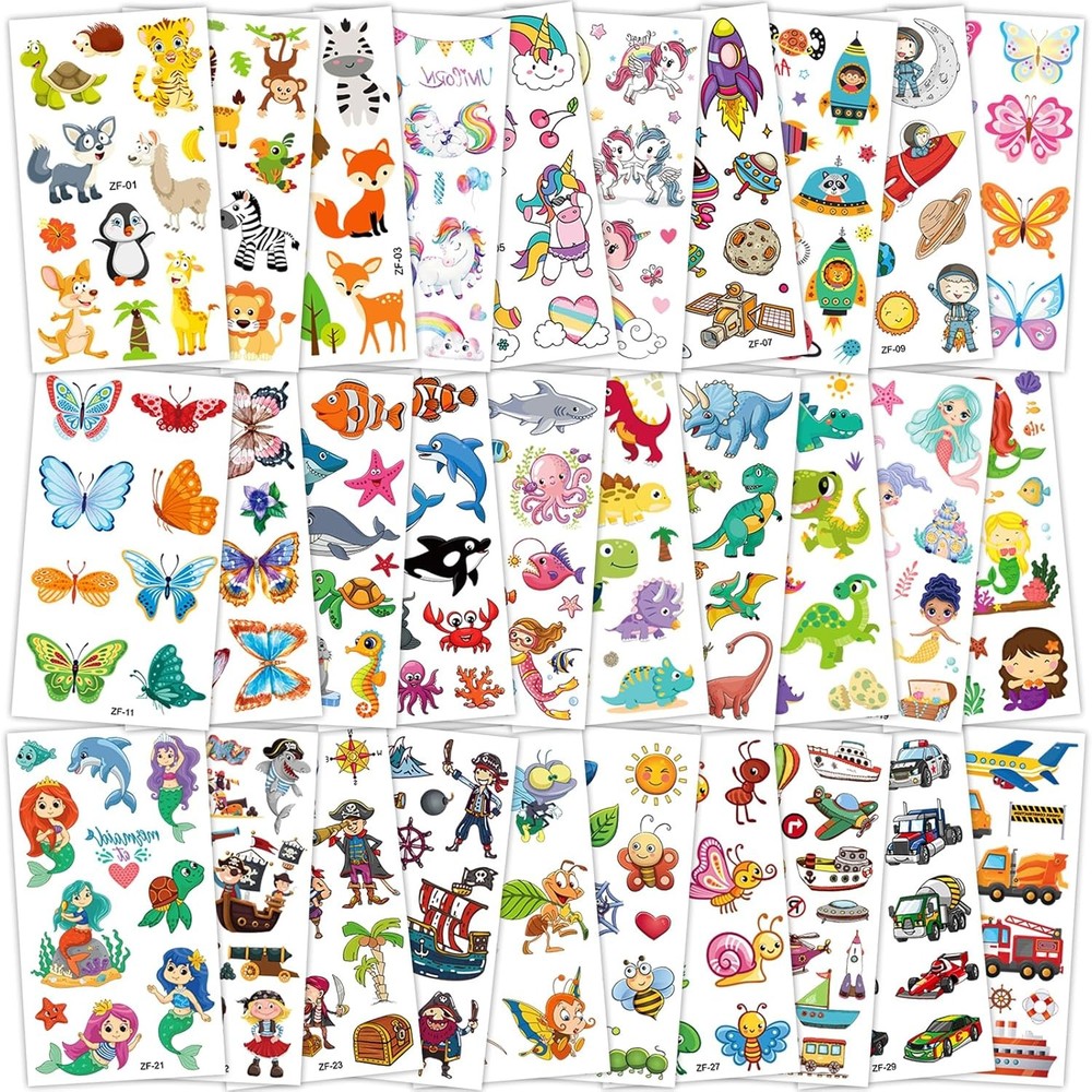 Tattoos for Kids, 300+ Mixed Styles Temporary Medium, Multi-colored