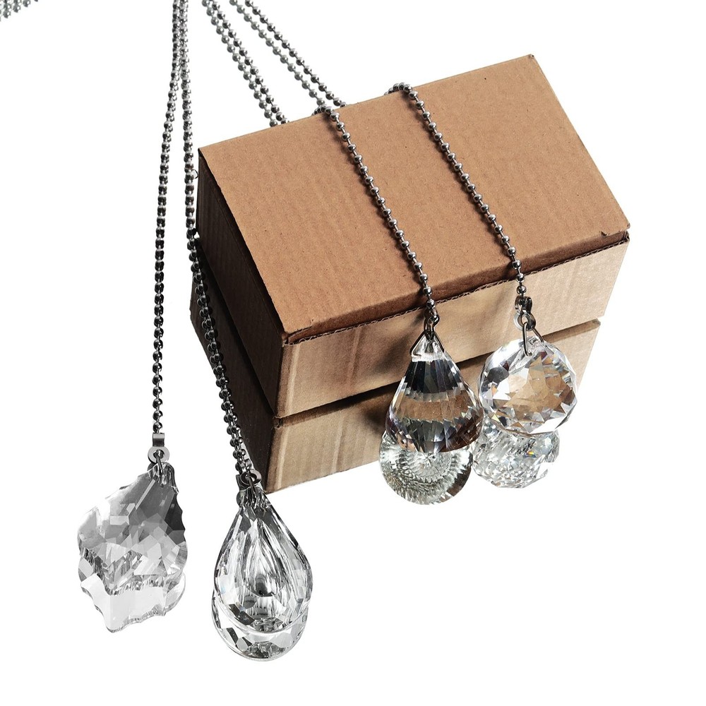 longsheng Clear Crystal Prism Drop Dazzling Crystal Ceiling Fan Pull Chain Pu...