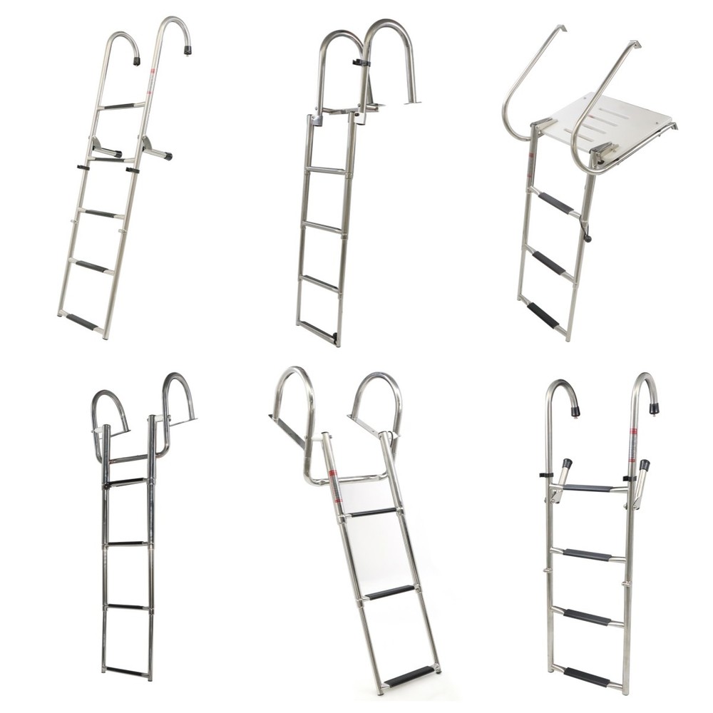 2 Step 3 Step 4 Step 5 Step Telescoping Foldable Boat Ladder with Hand Railing
