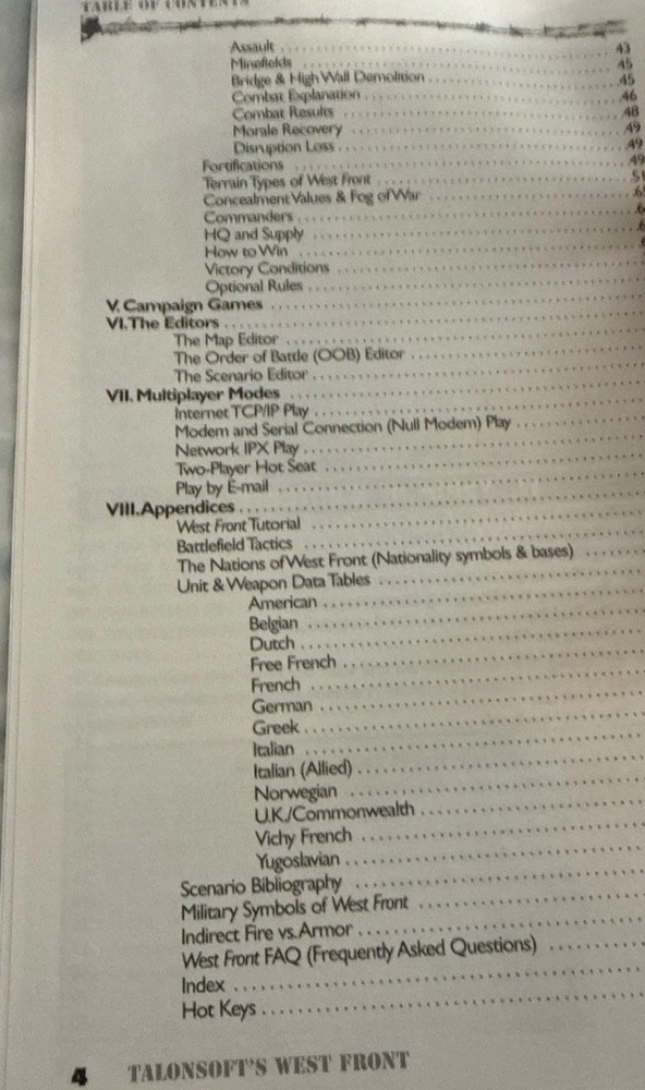 TalonSoft's WEST FRONT, Player's Guide Handbook 1998