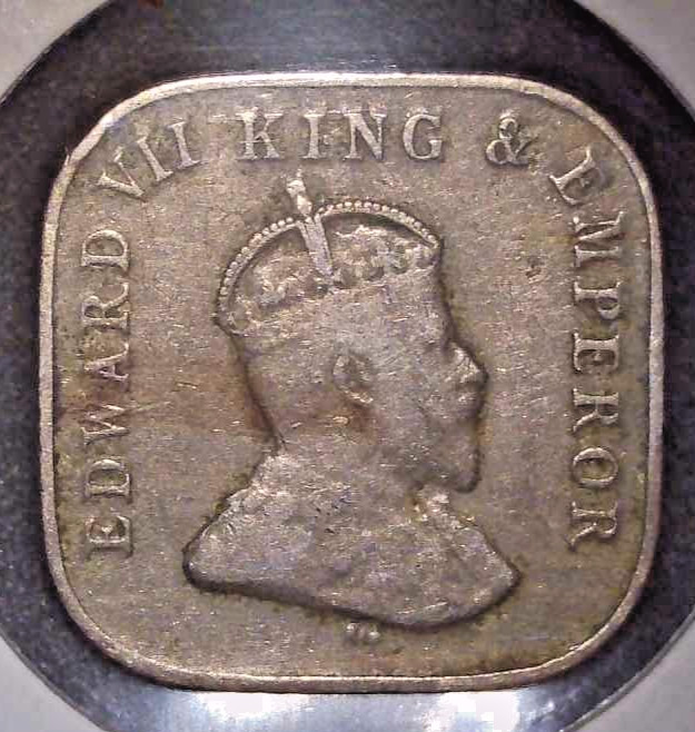 CEYLON 1910 KING EDWARD VII FIVE CENT COIN