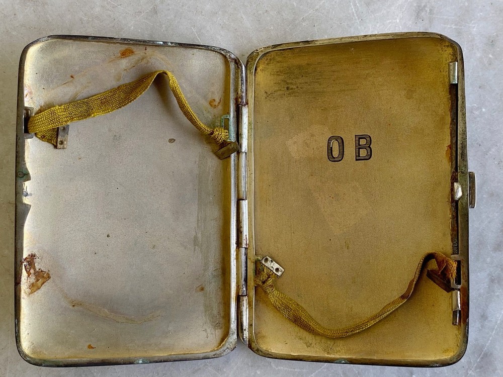 Antique Vintage 800 Hallmark Silver Cigarette Clamshell Case