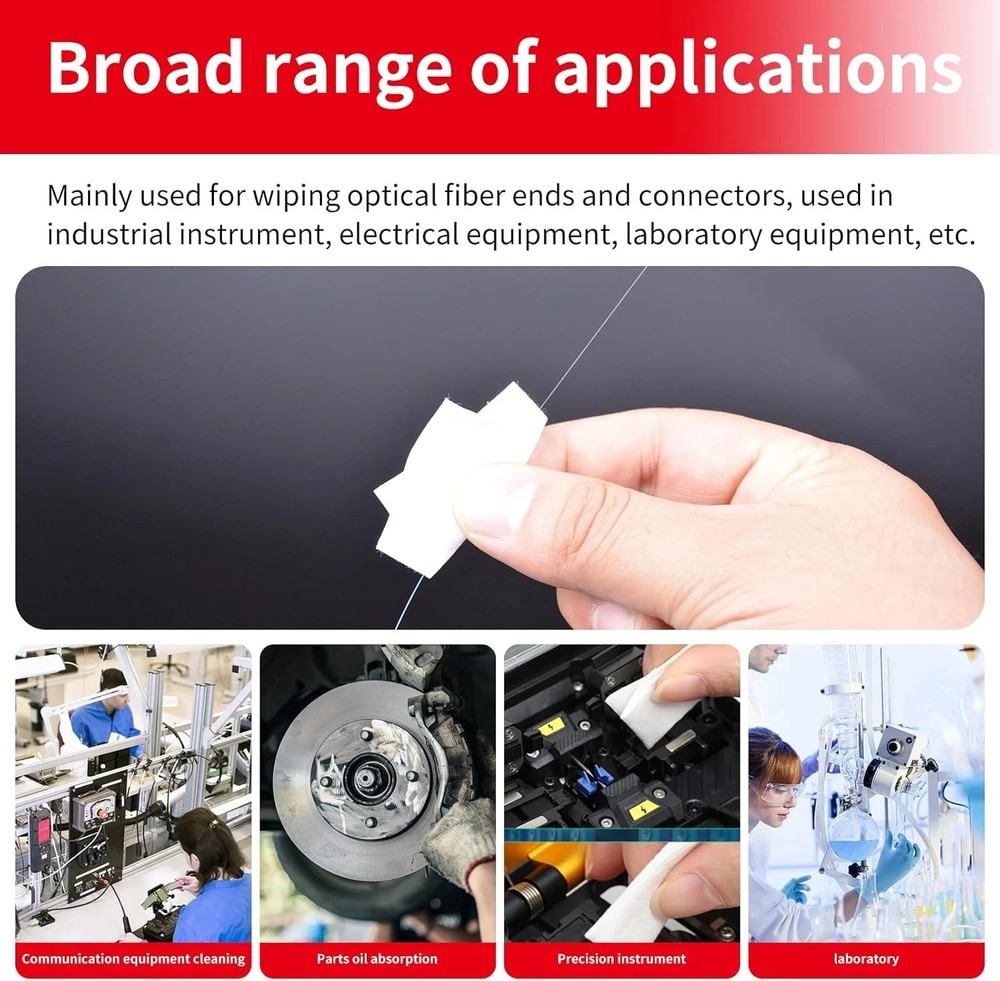 Fiber Optic Cleaning Wipes, Small Microfiber Cloths, Five Pack