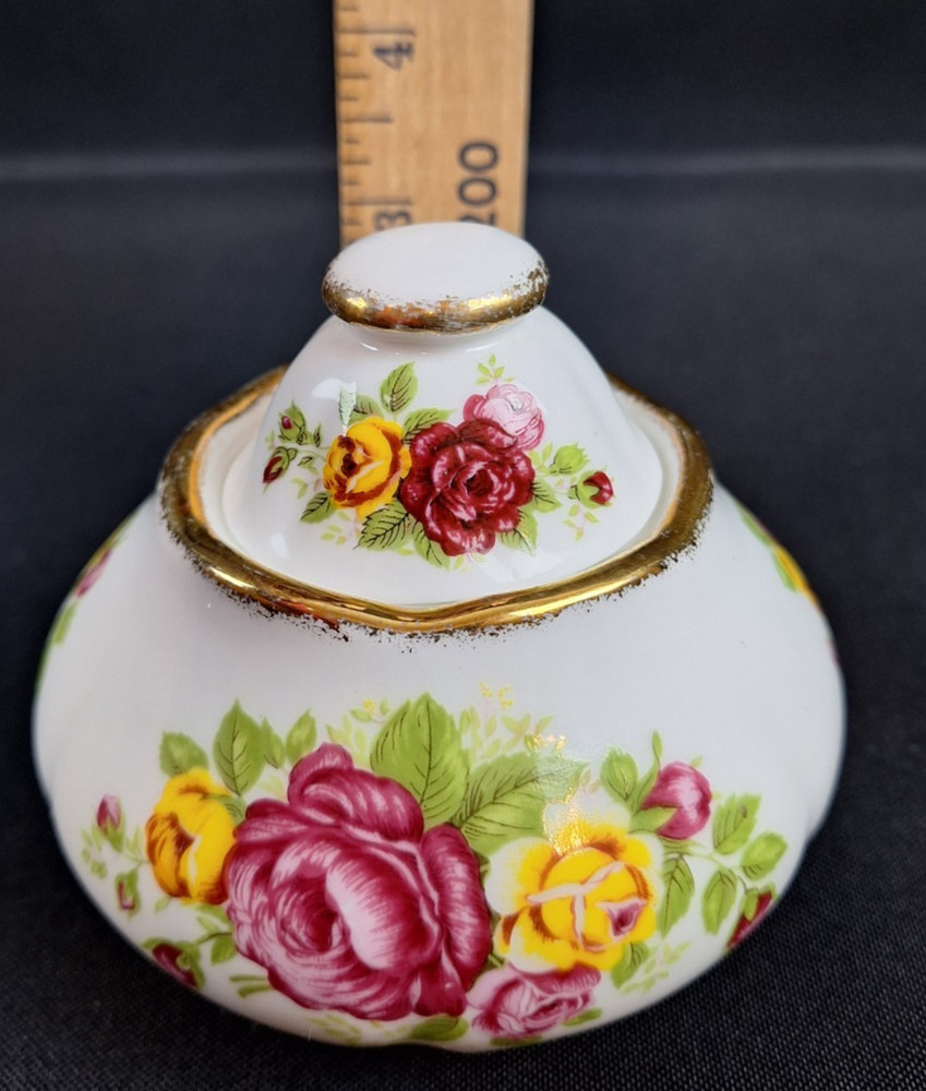 #887 Fine Bone China Cottage Rose Sugar Container