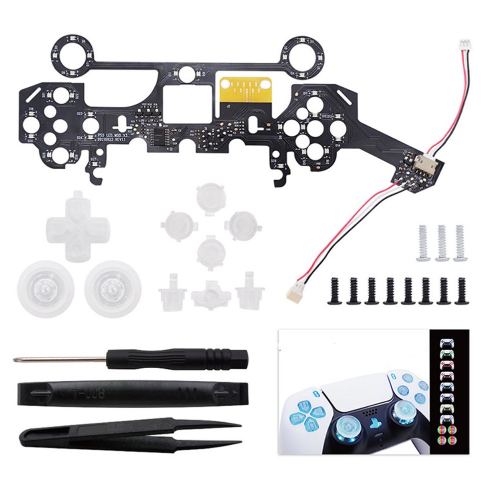 8 Colors Luminated DIY Light Panel Board Thumbsticks LED Kit For PS5 Controller