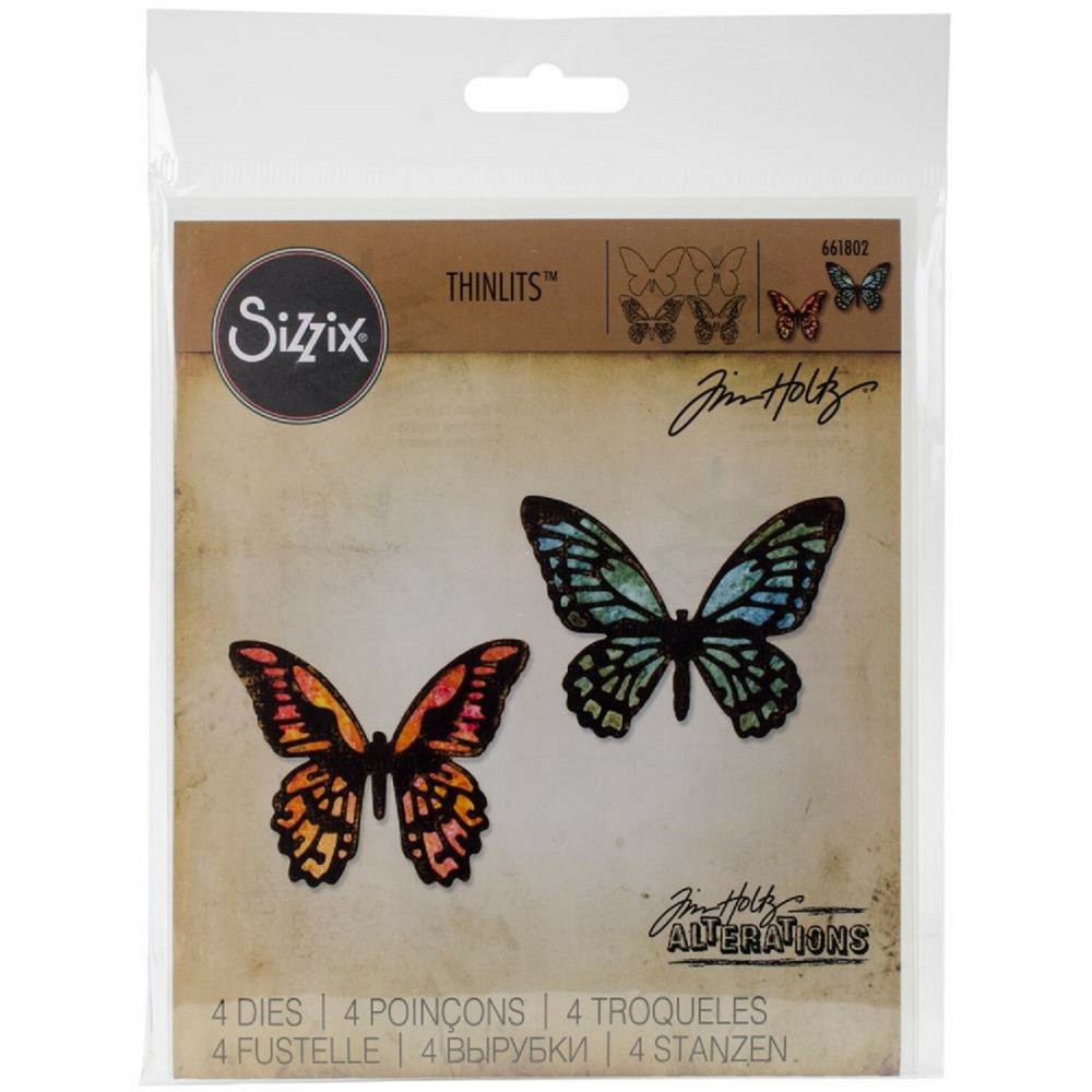 Sizzix Thinlits Tim Holtz Detailed Butterflies, Mini 4 Dies 661802 Mixed Media