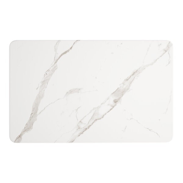 30" x 48" Rectangular Restaurant Table Top with White Marble Laminate Top Finish