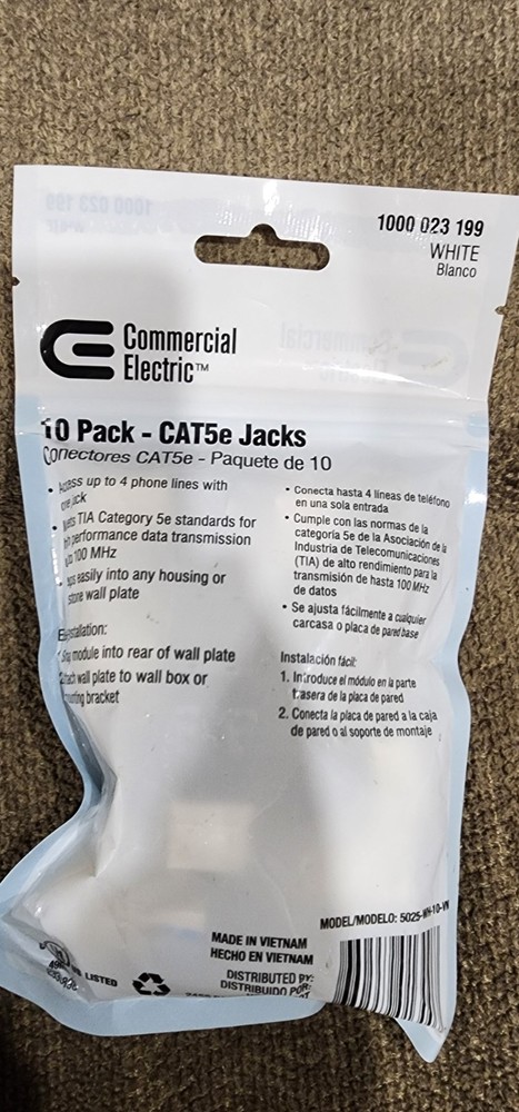 Category 5E Jack - White (10-Pack)