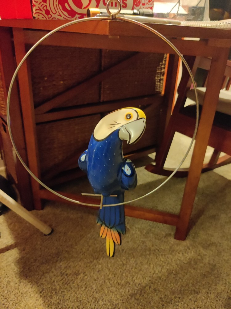 1 ea 14" and 2ea 10"caramic parrot sitting on a loop