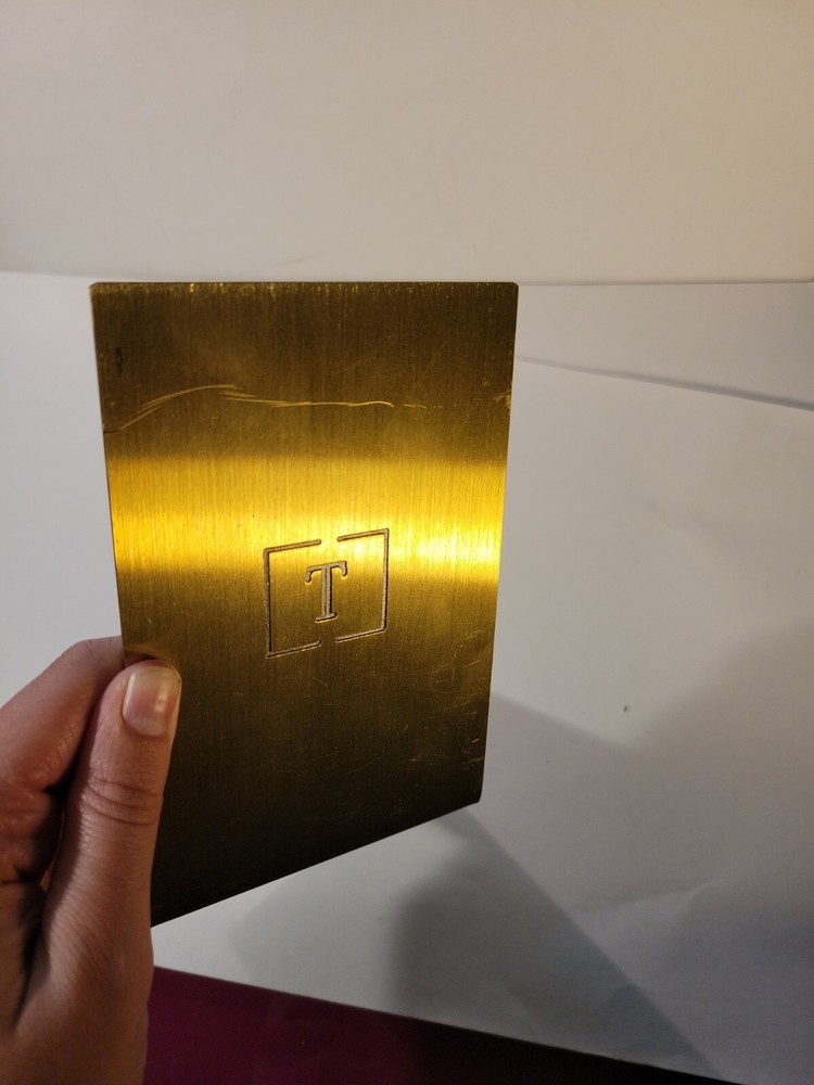 Brushed Nickel Bookend Engraved "T"