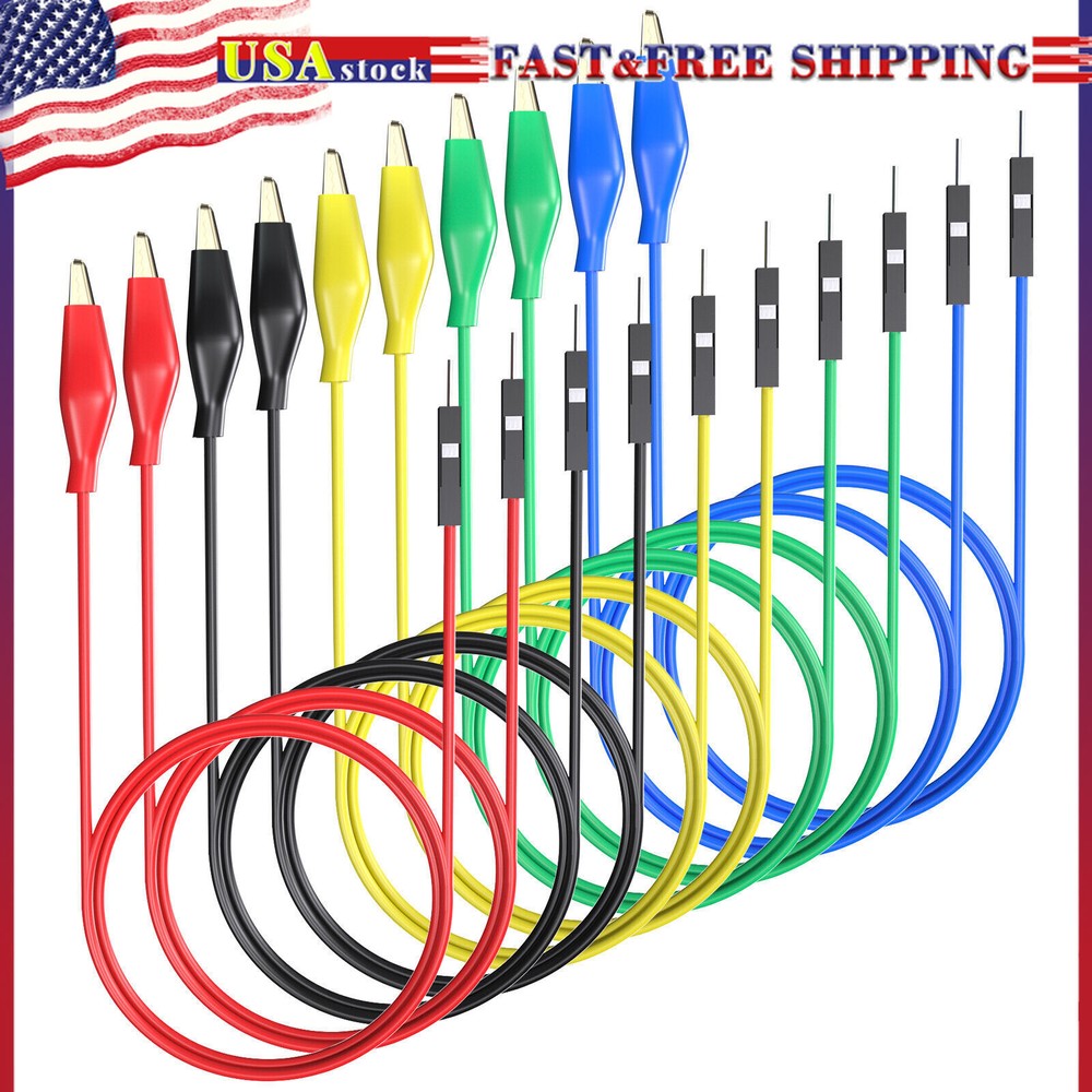 Copper Alligator Clips to Breadboard Jumper Wires Flexible Silicone