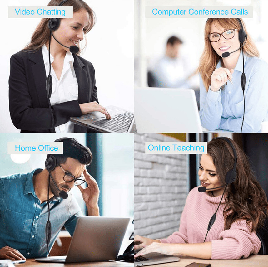 USB Noise Cancelling Headset with Microphone for PC Computer Call Chat