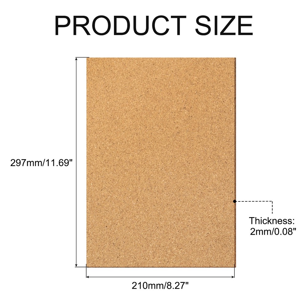 4 Pcs Self-Adhesive Cork, 11.69"x8.27"x2" Rectangle Coaster Mats Backing Sheets