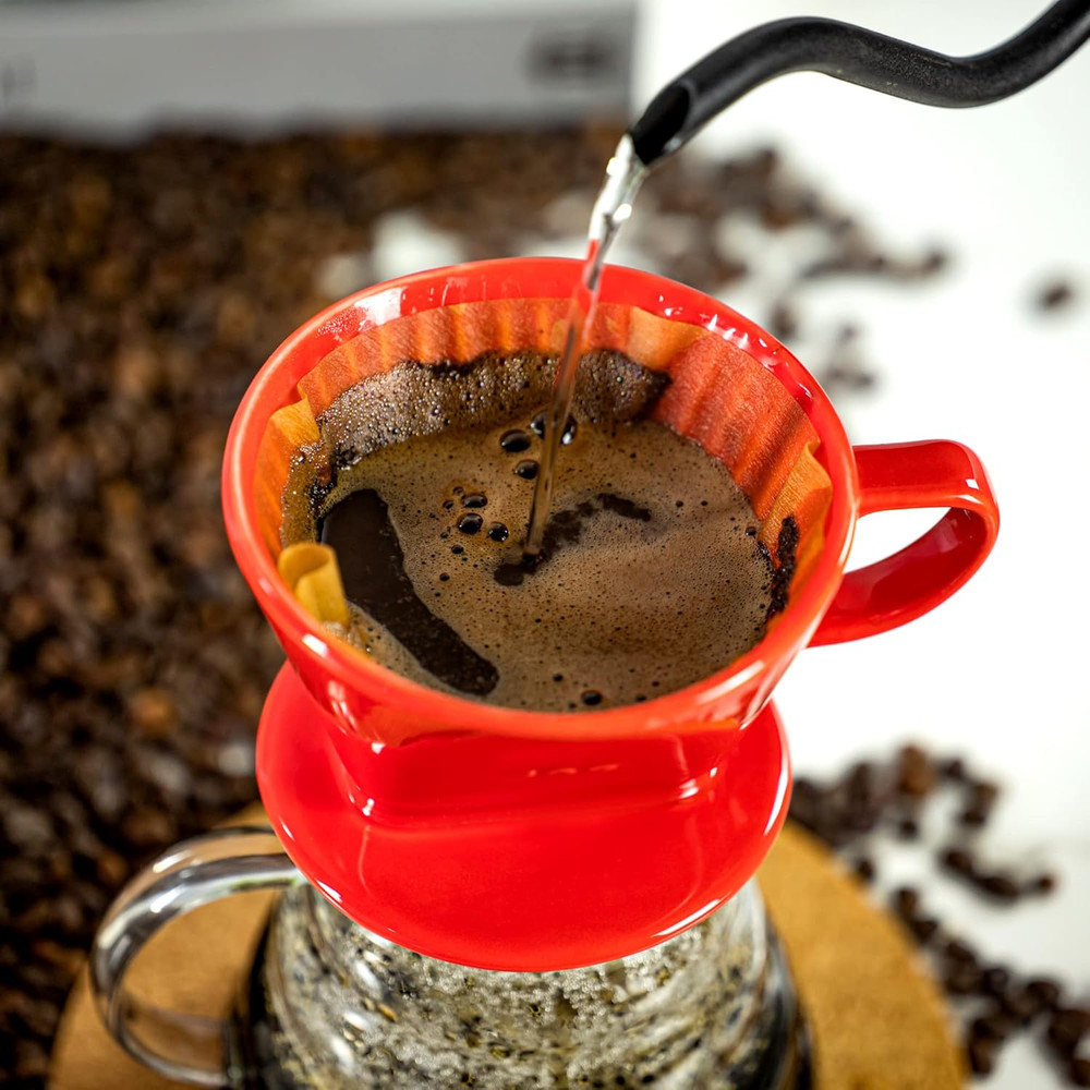Pour Over Ceramic - Coffee Dripper Ceramic Coffee Maker with 3 Holes Flat Bottom