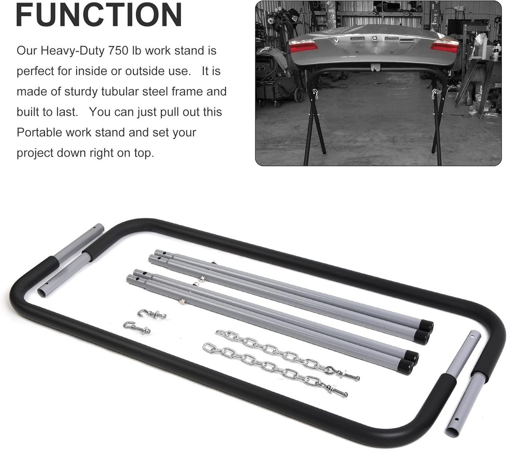 1000-Pound Capacity Portable Work Stand, Work Horse Foldable Work Table for B...