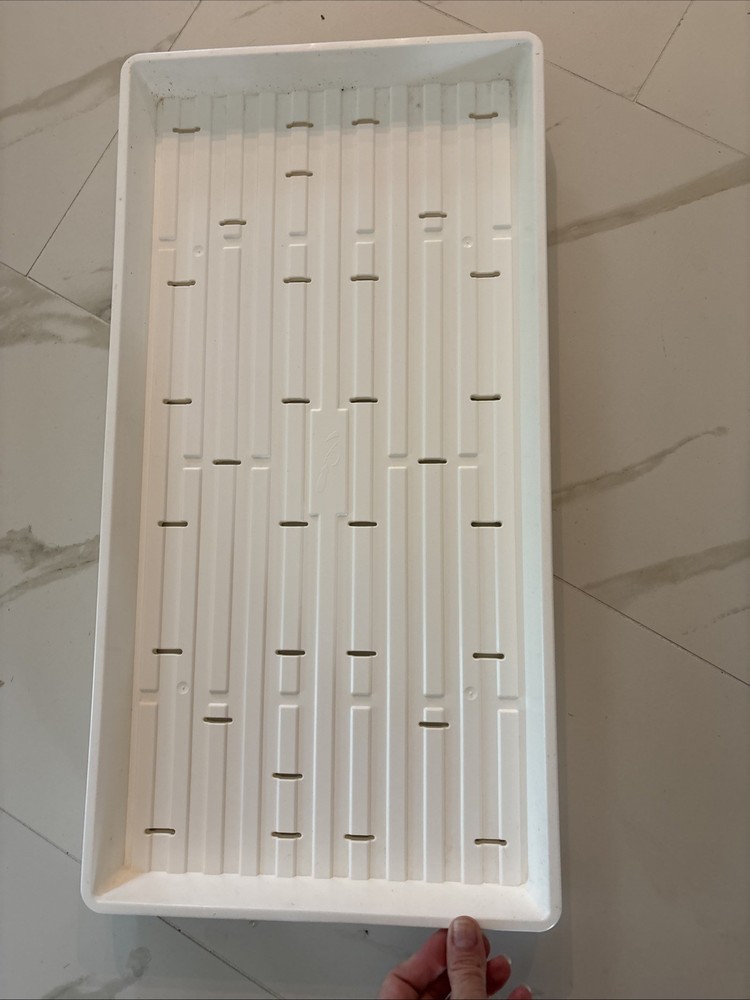 White Microgreens Trays with Slits for Drainage and Germination 2 Pack