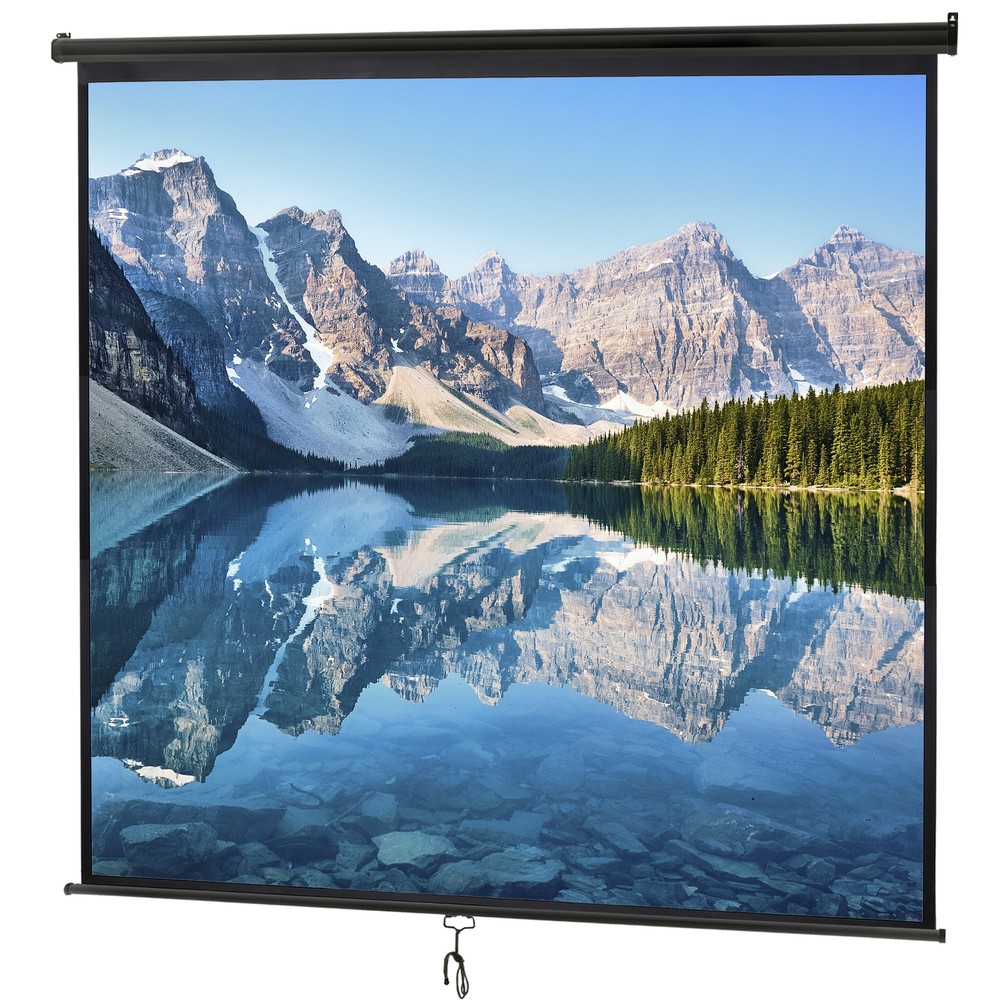 Manual Pull Down Projector Screen 84" X 84" Format HD Home Theater Black
