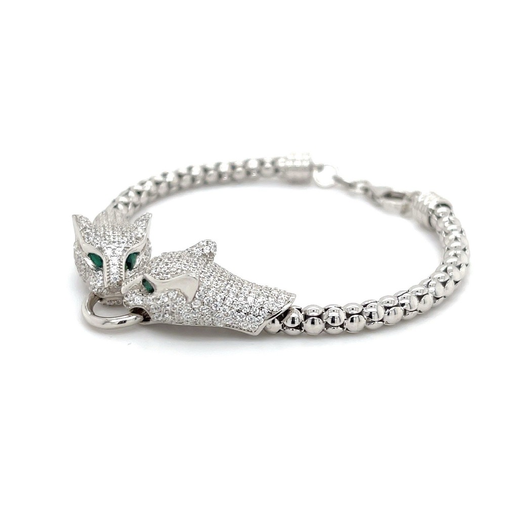 925 Silver Bracelet with Emerald eyes.