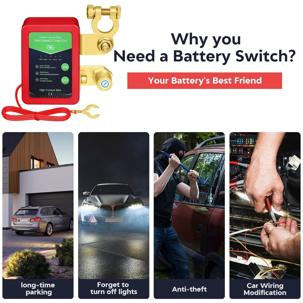Kill Switch for Car - 12V Remote Battery Disconnect Switch Smart Voltage Car ...