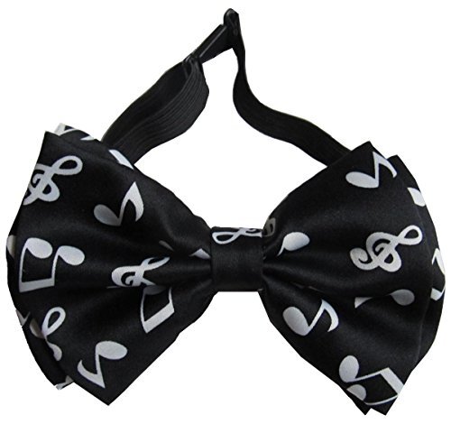 Black with White Music Notes Bow Tie