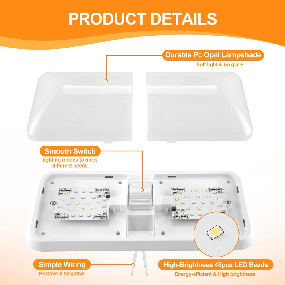 RV Lights Interior Camper Light for Inside，12V Led RV Ceiling Light with Swit...