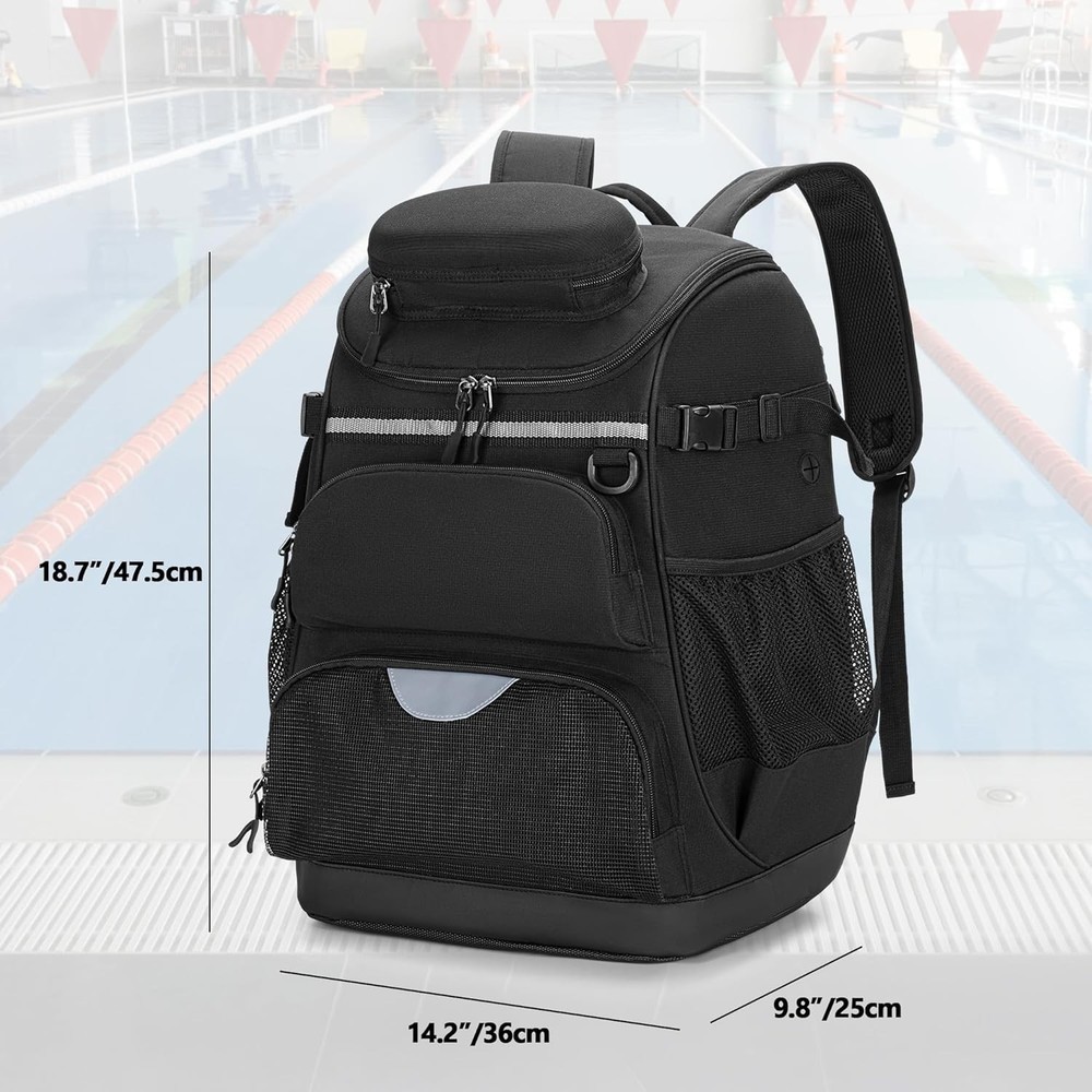 Waterproof Swim Gear Backpack with Efficient 7 Pockets and Shoe Compartment