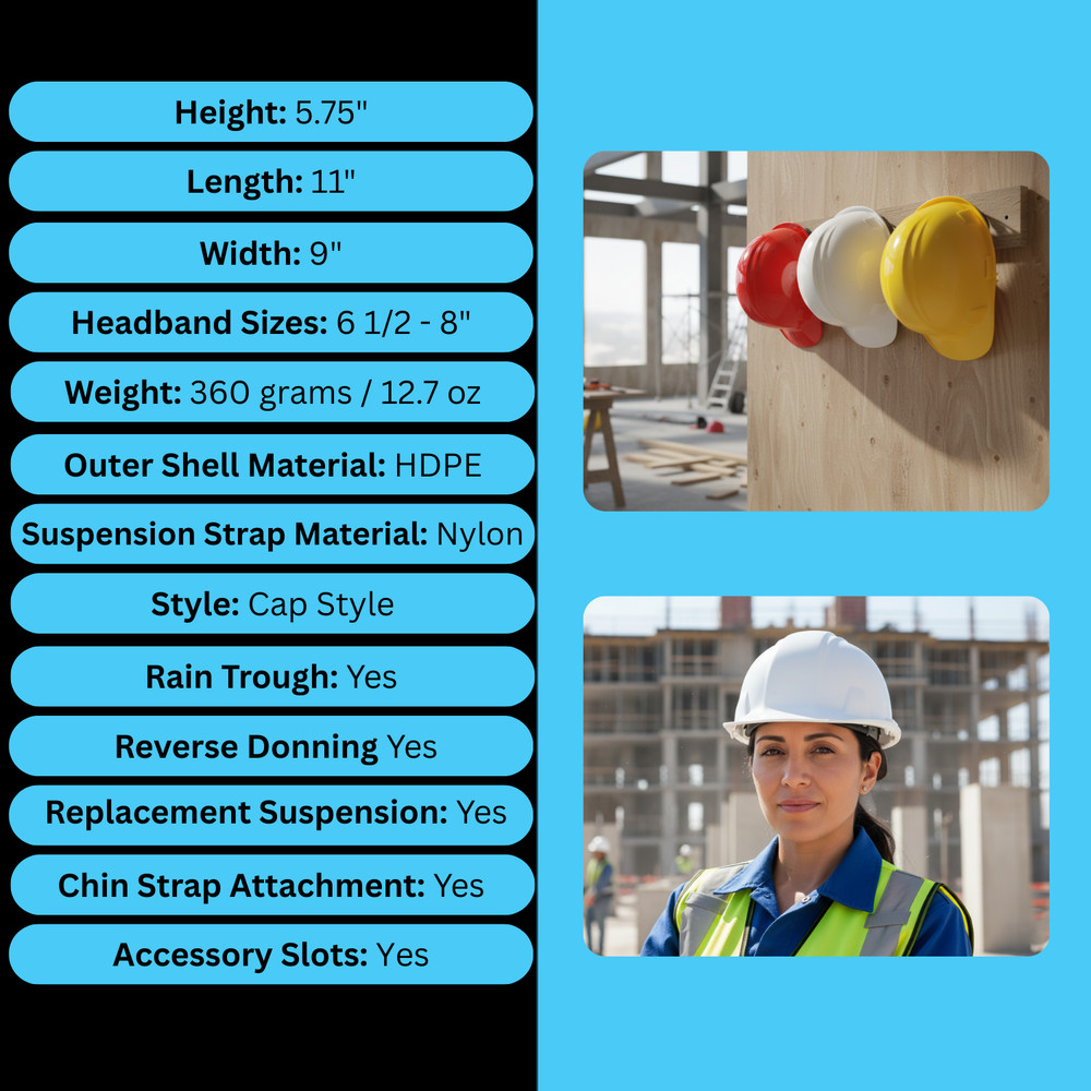 White Hard Hat 4 Point Ratchet Headband, ANSI Type 1 Class E