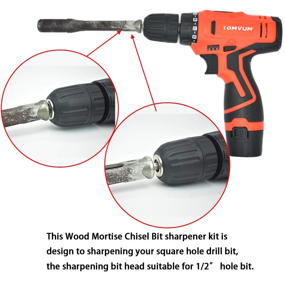 Woodworking Square Hole Drill Bit Sharpener Mortise Chisel Sharpening...