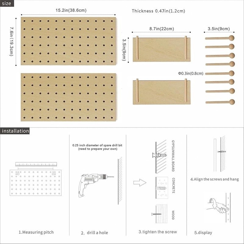 Modular Pegboard Storage Kit Easy Install Wall Mount Multi-Purpose Organizer New
